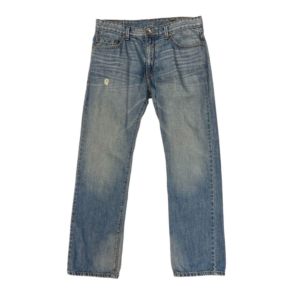 Silvertab Jeans Mens 33 Blue Distressed Slim Straight Embroidered Flap Pockets‎